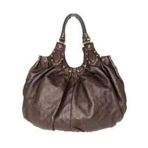Gucci Brown Guccissima Leather Studded Pelham Tote