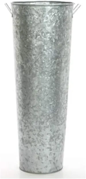Hosley Galvanized French Bucket Vase with Handles 6" Dia x 15" H- Perfect for Weddings, Parties, Country Picnics, Floral Arrangements, Tableware Storage, or Candle Gardens - Rustic Farmhouse Dcor