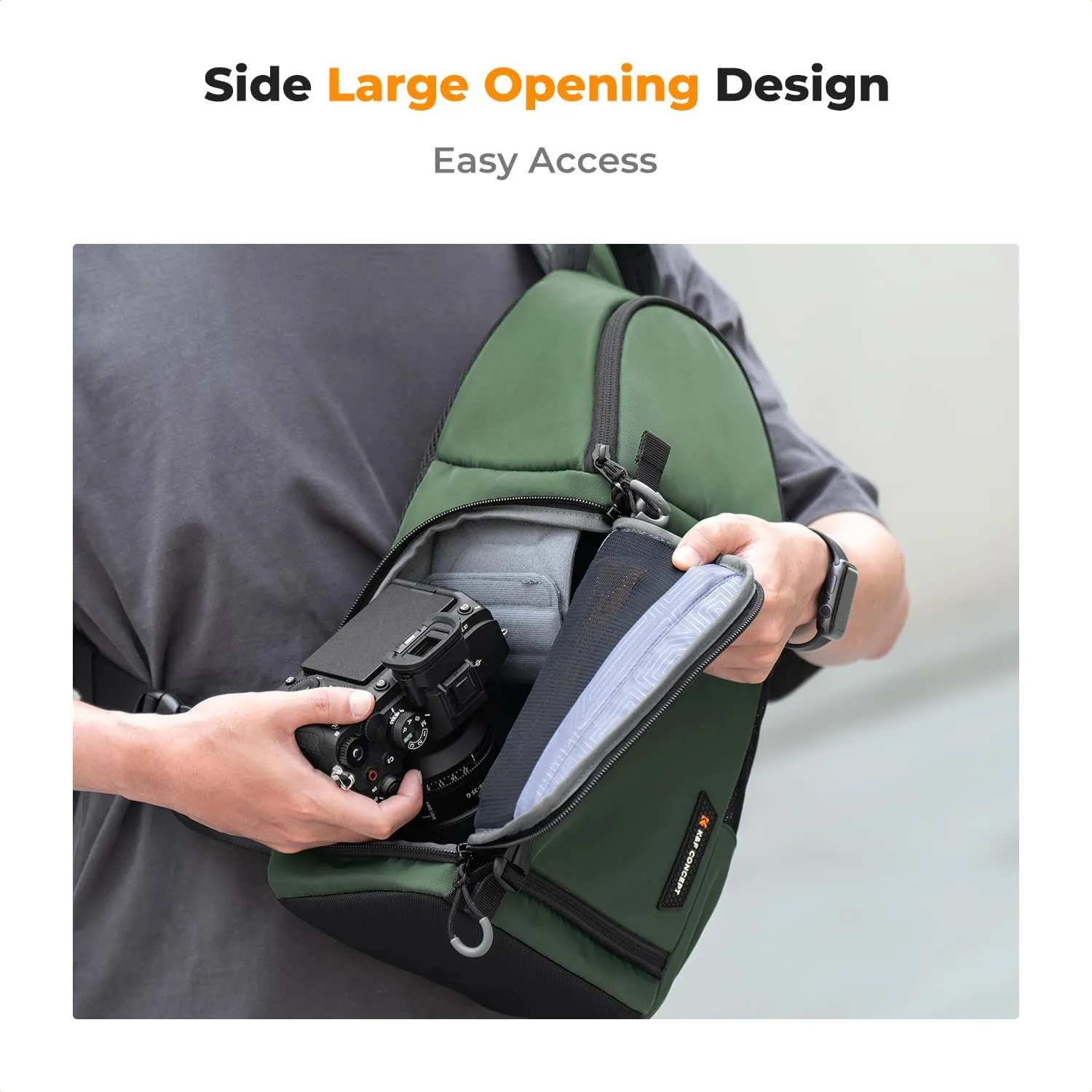 K&F Concept Camera Sling Bag Crossbody Bag Camera Shoulder Backpack DSLR/SLR/Mirrorless Photography Bags Compatible with Canon/Nikon/Sony/Fuji/Gopro/DJI