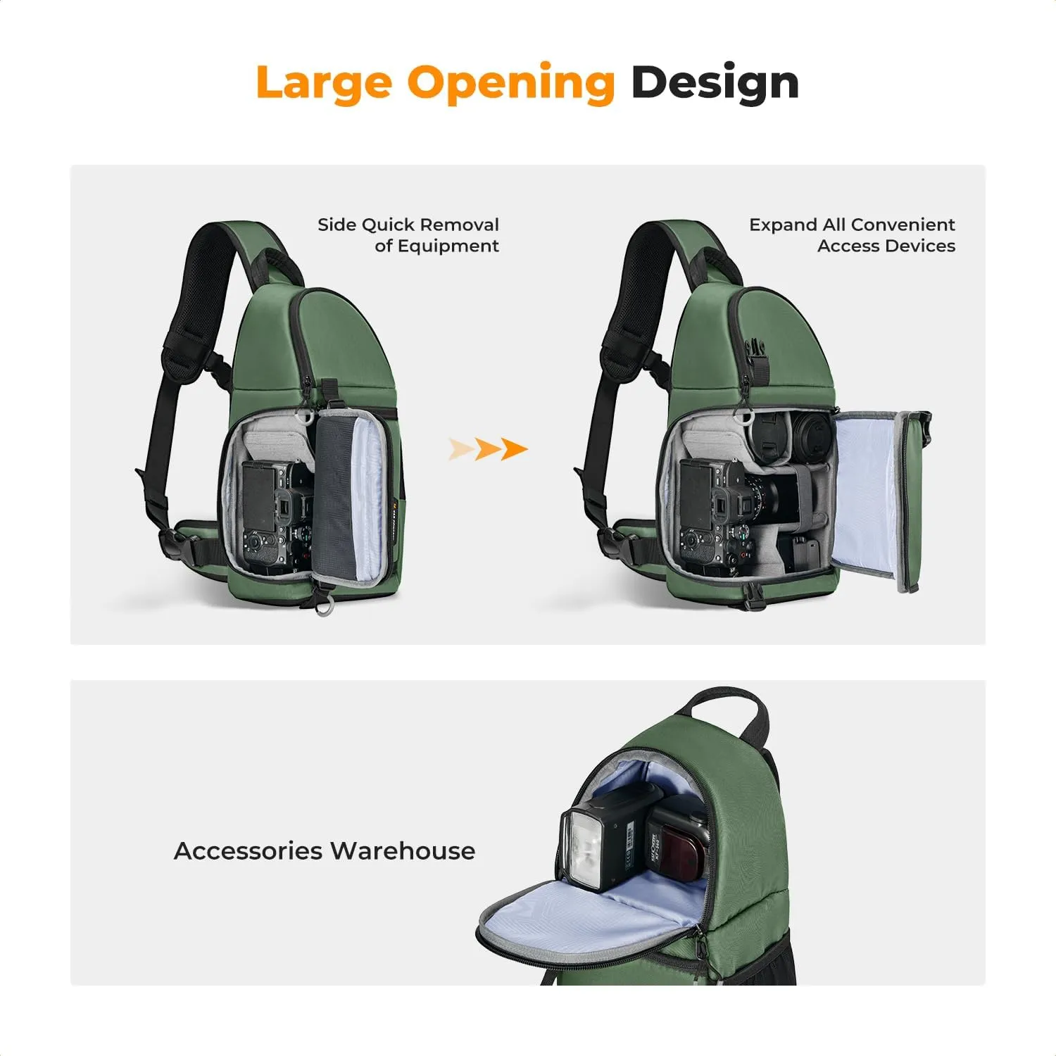 K&F Concept Camera Sling Bag Crossbody Bag Camera Shoulder Backpack DSLR/SLR/Mirrorless Photography Bags Compatible with Canon/Nikon/Sony/Fuji/Gopro/DJI