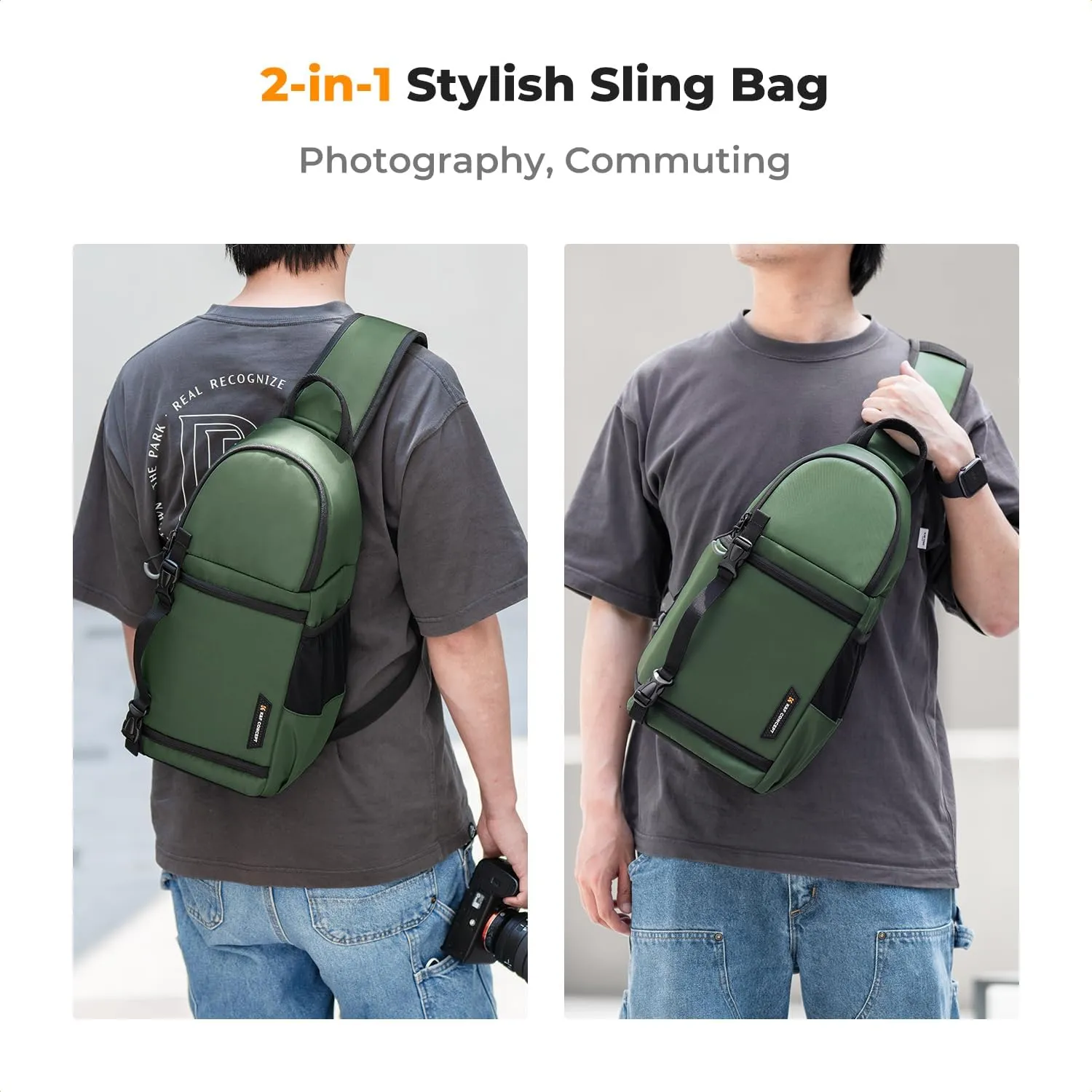 K&F Concept Camera Sling Bag Crossbody Bag Camera Shoulder Backpack DSLR/SLR/Mirrorless Photography Bags Compatible with Canon/Nikon/Sony/Fuji/Gopro/DJI
