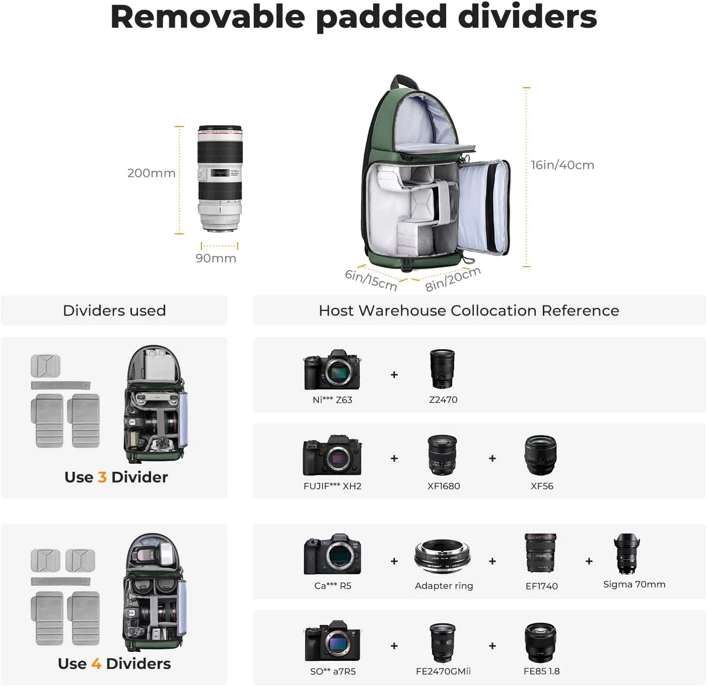 K&F Concept Camera Sling Bag Crossbody Bag Camera Shoulder Backpack DSLR/SLR/Mirrorless Photography Bags Compatible with Canon/Nikon/Sony/Fuji/Gopro/DJI