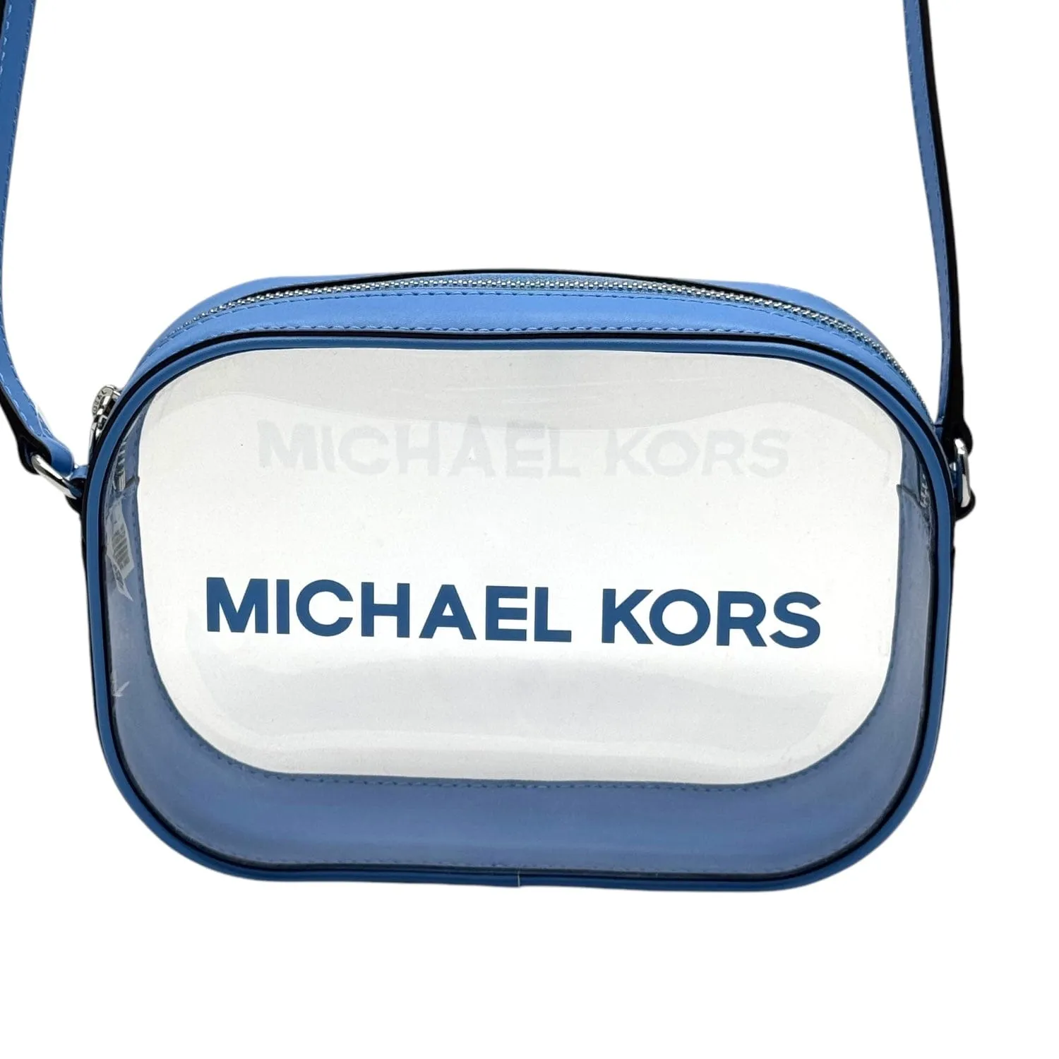 MICHAEL KORS Jet Set Travel Medium Clear Vinyl Camera Bag / Crossbody - Blue