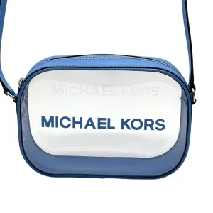 MICHAEL KORS Jet Set Travel Medium Clear Vinyl Camera Bag / Crossbody - Blue