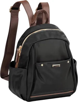 Mini Backpack Purse for Women Nylon Fashion Small Backpack Anti-theft Lightweight Ladies Casual Daypack for Daily, Travel and Work, Black