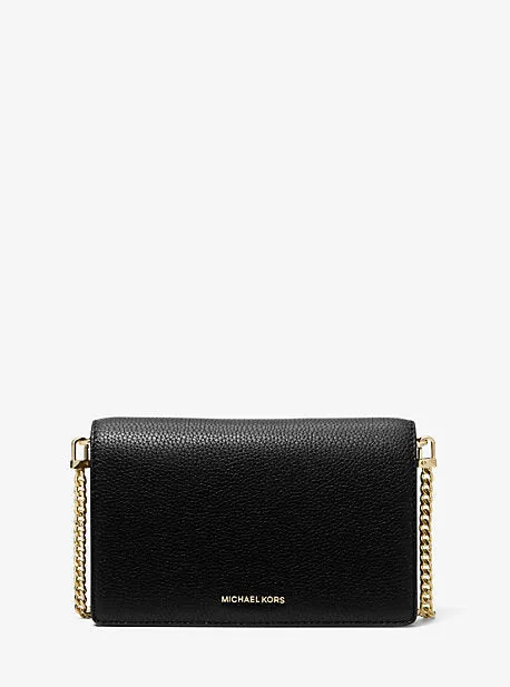 MK Jet Set Medium Pebbled Leather Crossbody Bag - Black - Michael Kors