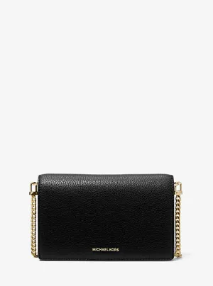 MK Jet Set Medium Pebbled Leather Crossbody Bag - Black - Michael Kors