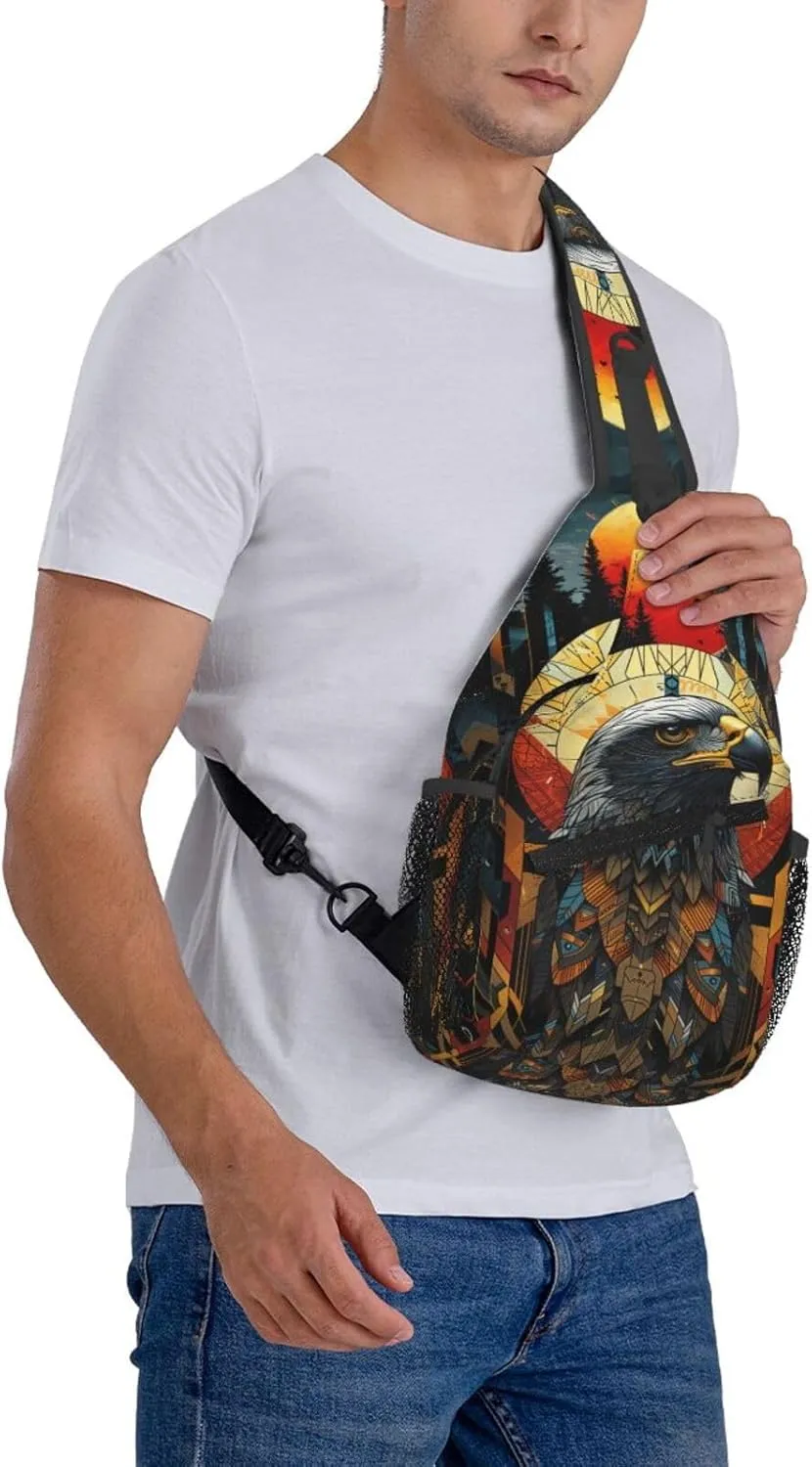 Native American Indian Sling Backpack Chest Bag Crossbody Shoulder Bag Gym Cycling Travel Hiking Daypack For Men Women
