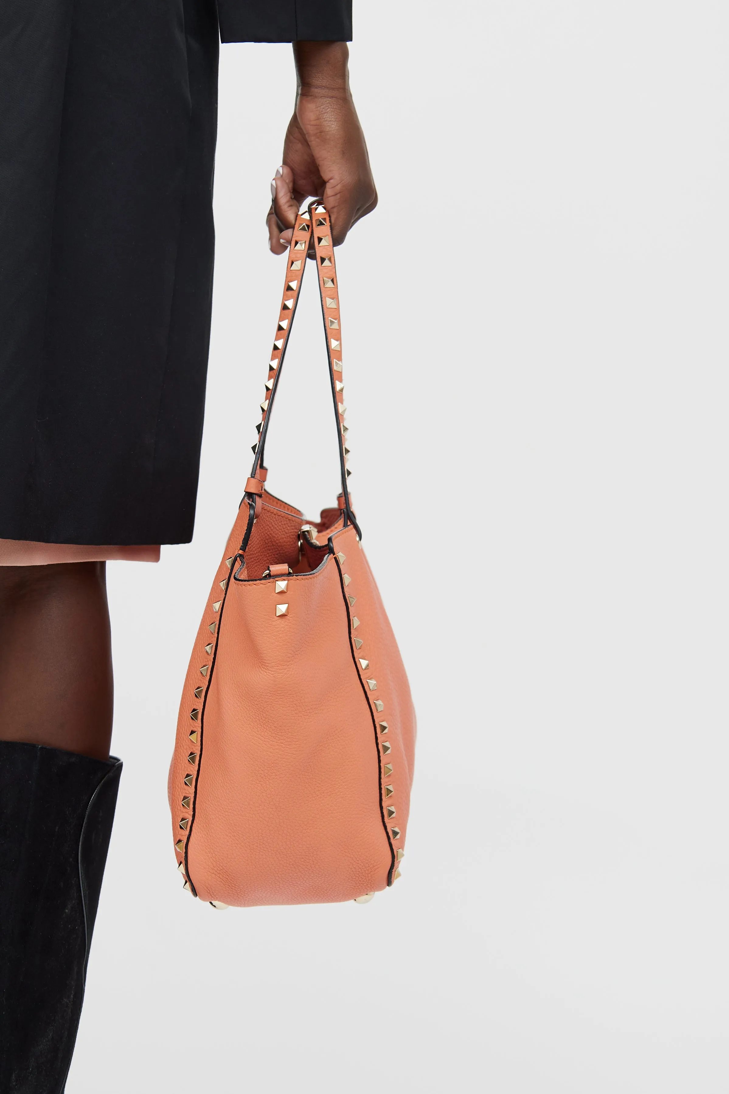 Pink Rockstud Trapeze Tote Bag
