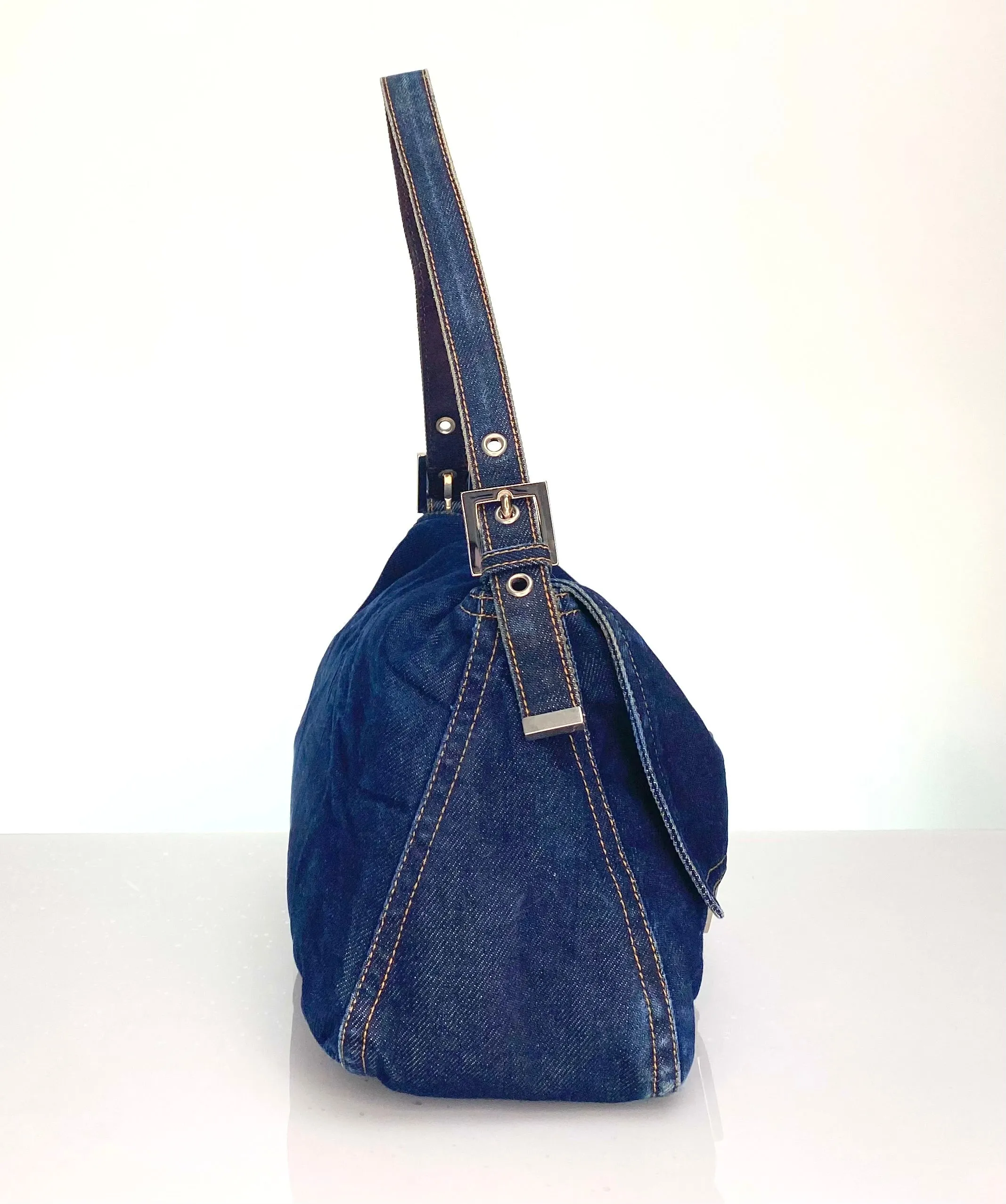 Preloved Fendi Denim Mamma Baguette