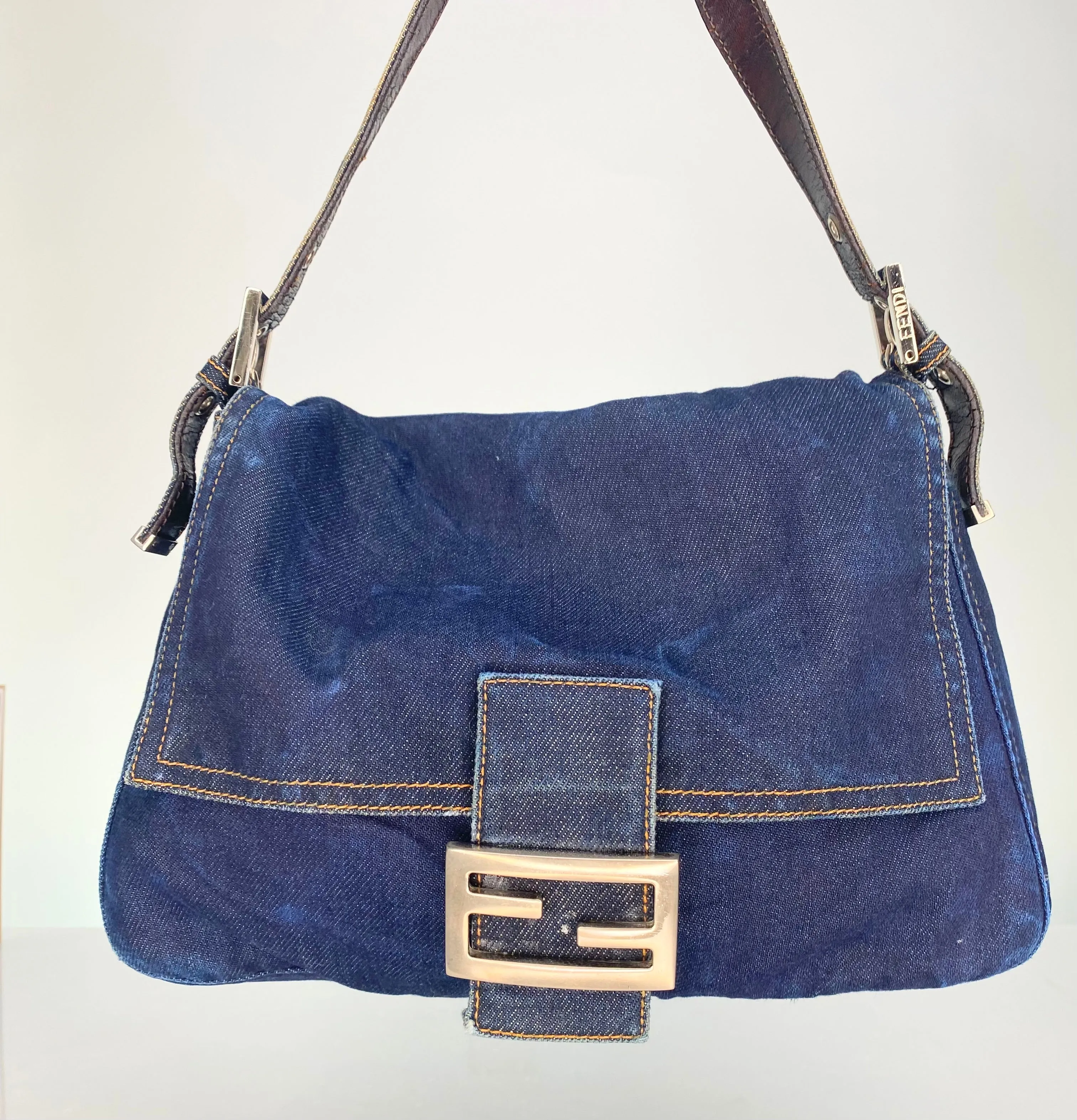 Preloved Fendi Denim Mamma Baguette