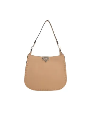 Rockstud Grainy Leather Hobo Bag