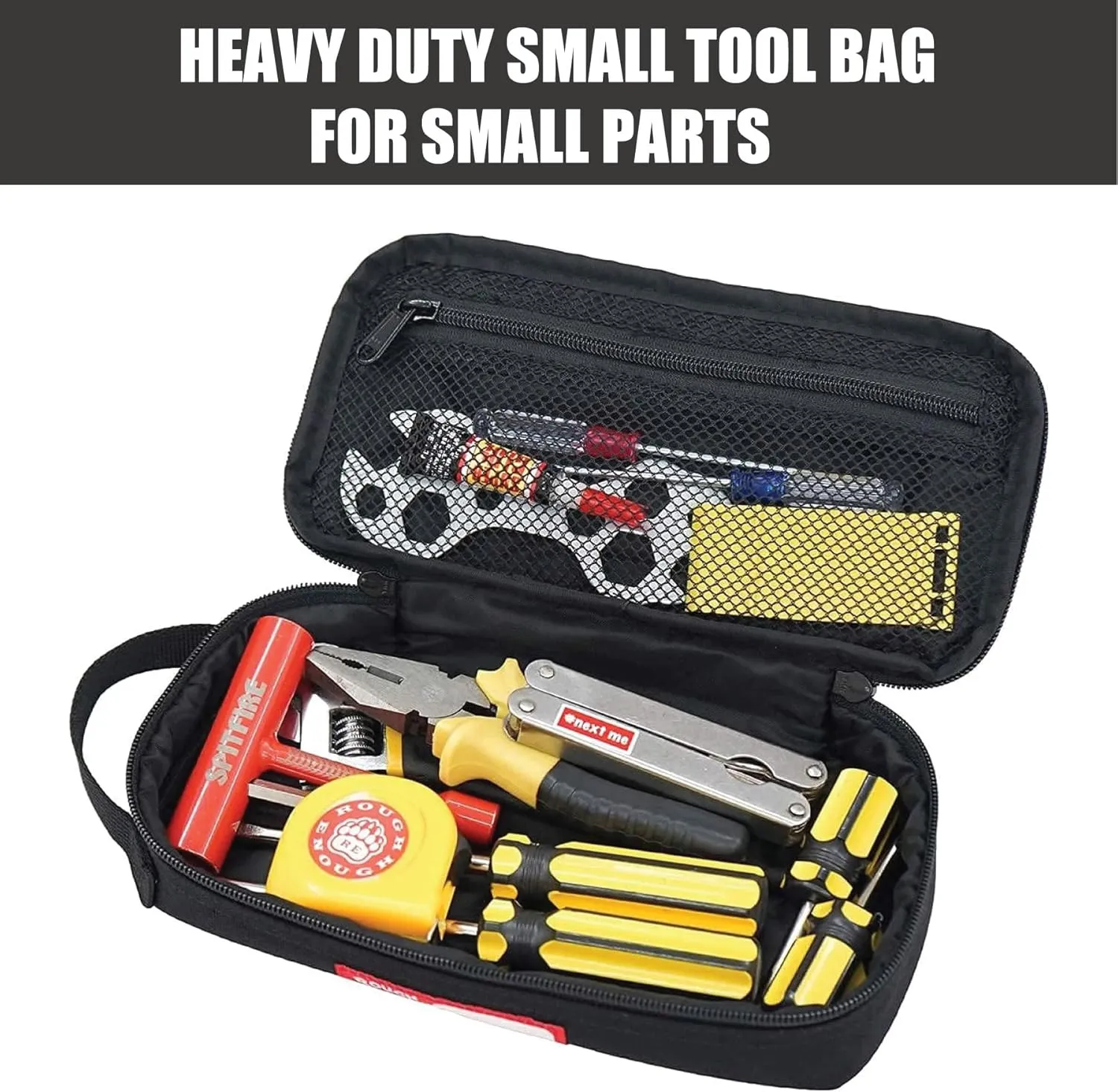 Rough Enough Small Tool Bag Pouch Box Large Pencil Case for Men Boys EDC Organizer Storage for Accessories with Zipper Handle
