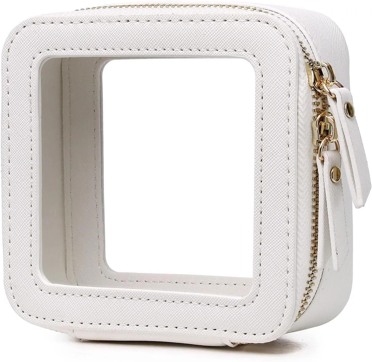 Small Makeup Bag Mini Clear Cosmetic Makeup Case & Toiletry Bag with Zipper Women's Purse Organizer & Car Essentials (White,MINI-1)