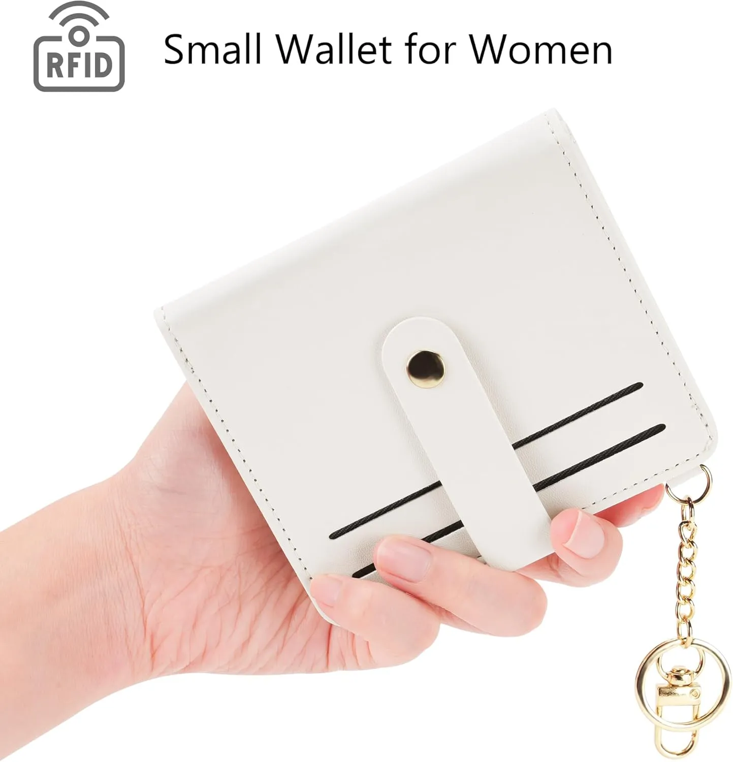 Small Wallets Woman RFID Blocking Leather Credit Card Holder - with ID Window - Card Wallets for Women - with Zipper Coin Purse - Keychain Wallet