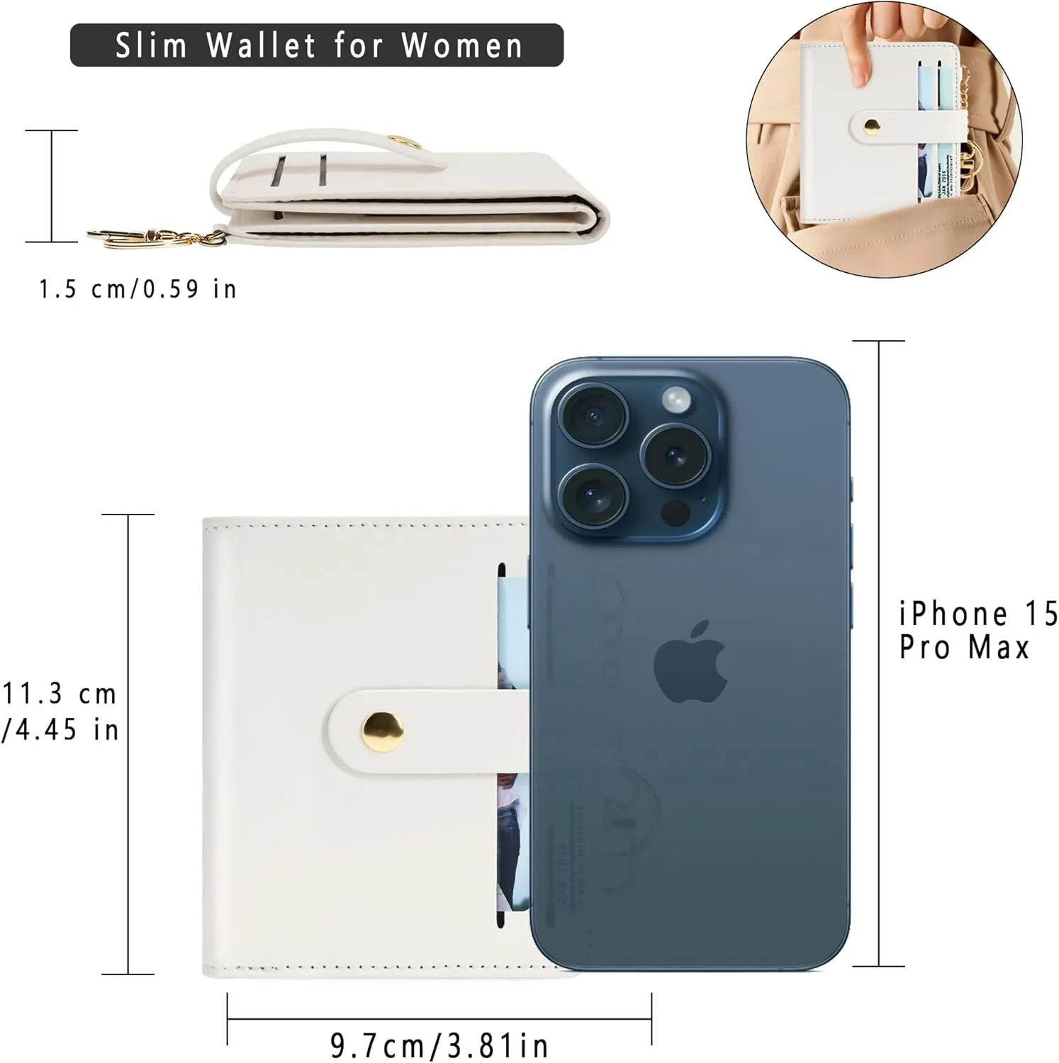 Small Wallets Woman RFID Blocking Leather Credit Card Holder - with ID Window - Card Wallets for Women - with Zipper Coin Purse - Keychain Wallet