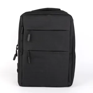 Trendy Oxford Front Double Zipper Designed Business BackPack-Black