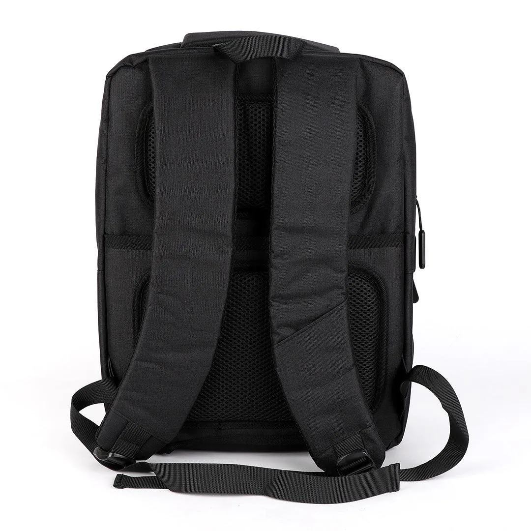 Trendy Oxford Front Double Zipper Designed Business BackPack-Black