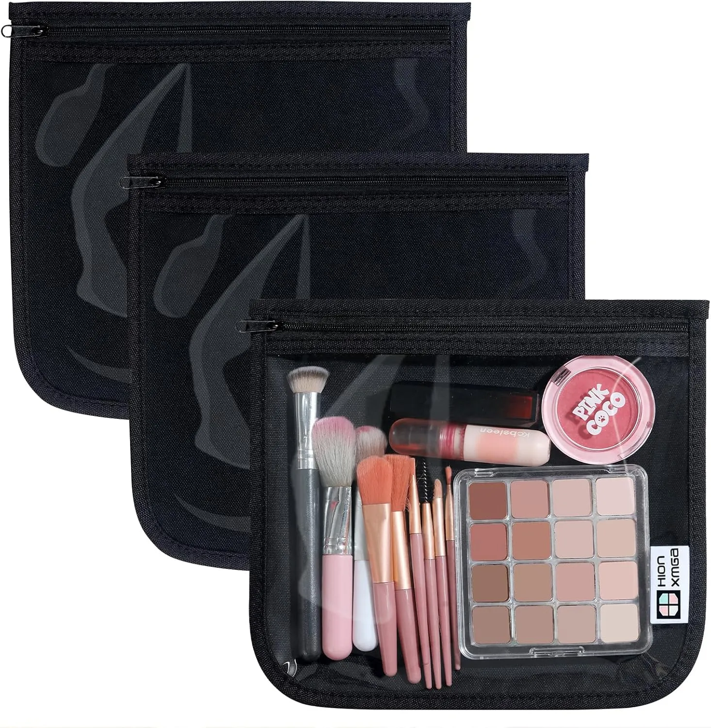 TSA Approved Toiletry Bag, Set of 3 Clear Travel Toiletry Bag Quart Size Zipper Travel Pouch, Waterproof Makeup Cosmetic Bag for Women Men Kids Toiletries Carry on, Black Large