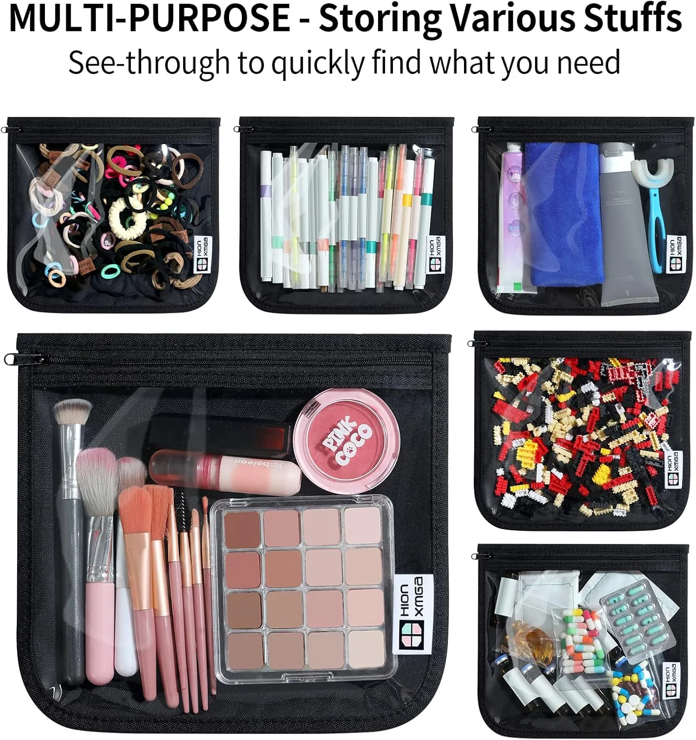 TSA Approved Toiletry Bag, Set of 3 Clear Travel Toiletry Bag Quart Size Zipper Travel Pouch, Waterproof Makeup Cosmetic Bag for Women Men Kids Toiletries Carry on, Black Large