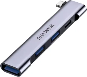 USB C Hub for Laptop, Portable USB C Splitter Multiport Adapter with Type-C Charging Port and USB 3.0 Port for MacBook Pro/Air, Surface Pro, Keyboard, Flash Drive (USB C Hub with Charging Port)