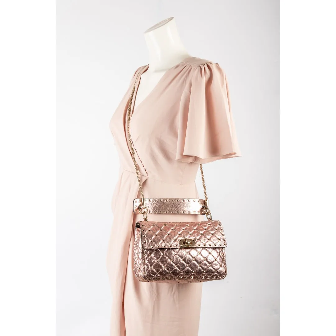 Valentino Garavani Rockstud Spike Metallic Leather Crossbody Bag