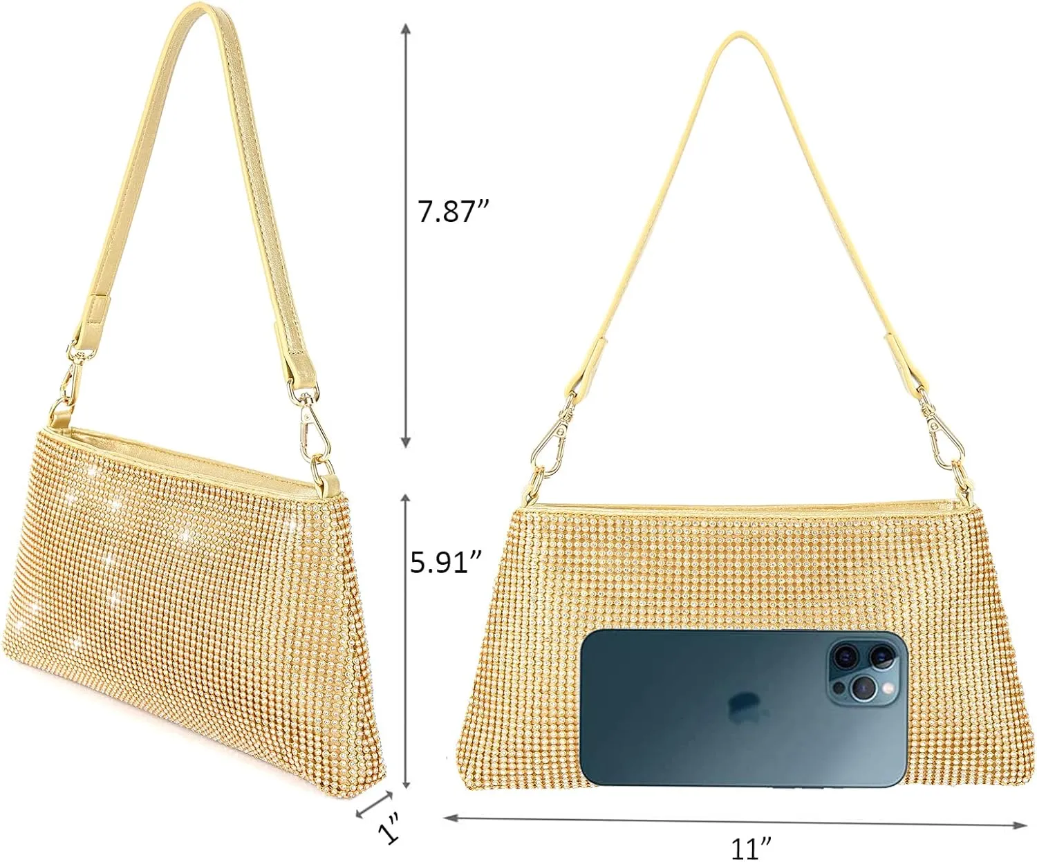 Valleycomfy Bling Evening Clutch Bag for Women Lady Girl Bride Rhinestone Purse For Prom Cocktail Party Wedding Engagement