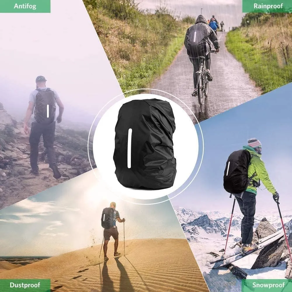 Waterproof Backpack Rain Cover with Reflective Strap (18-70L), 2 Adjustable Anti Slip Cross Buckle Strap, Rainproof Snowproof