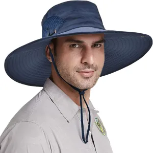 Wide Brim Fishing Sun Hat for Men Women, UPF 50  Waterproof Bucket Boonie Hat Hiking Camping Safari Garden Beach