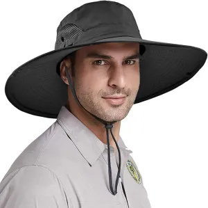 Wide Brim Fishing Sun Hat for Men Women, UPF 50  Waterproof Bucket Boonie Hat Hiking Camping Safari Garden Beach